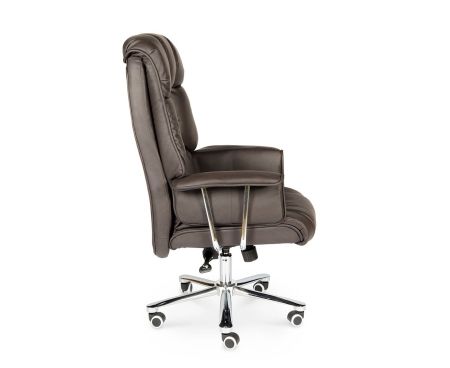 Кресло офисное Президент сталь и хром, темно-коричневая кожа