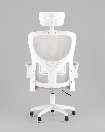 Кресло офисное TopChairs Core серый с подголовником пластик белый