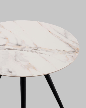 Стол Ники с круглой столешницей из керамики Ice Jade 800