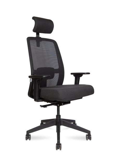 Кресло офисное Altai SL черный, ткань и пластик, мягкое сиденье, с подлокотниками