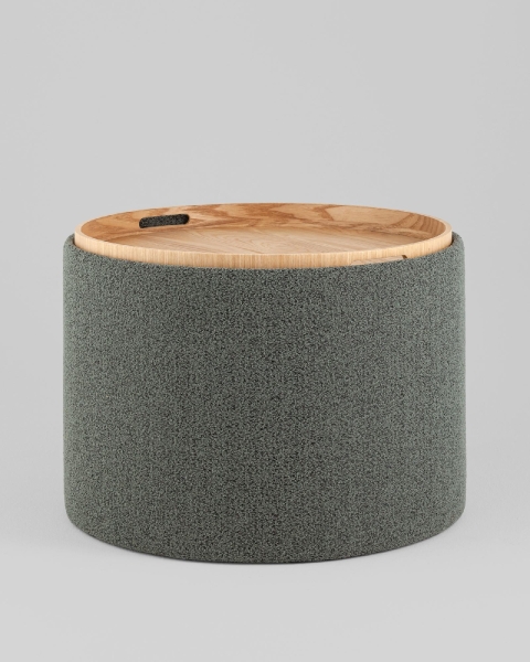 Пуф с ящиком Хюгге L букле темно-серый