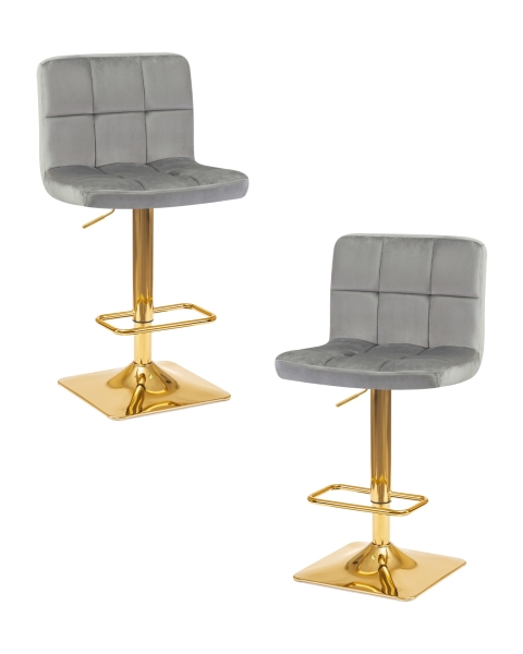 Набор 2 шт Стул барный GOLDIE, серый велюр (MJ9-75)