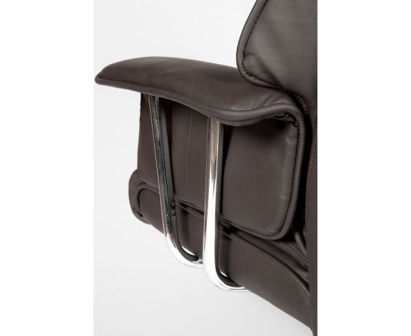 Кресло офисное Президент сталь и хром, темно-коричневая кожа