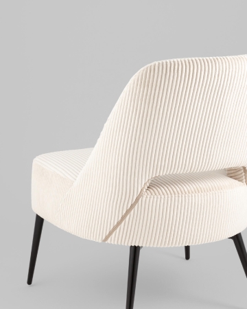 Кресло лаунж Бостон велюр рельефный молочный