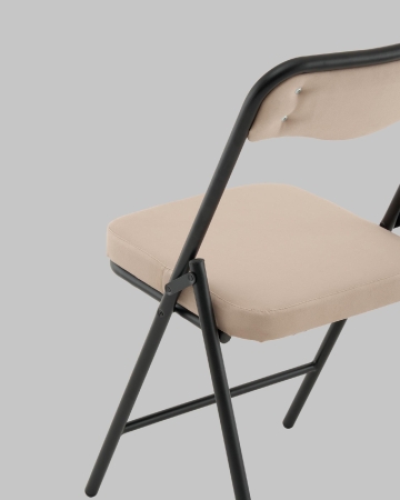 Стул складной Джонни велюр велютто бежевый, каркас черный матовый