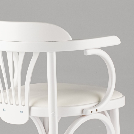 Деревянный стул Венский белый с мягким сиденьем из экокожи