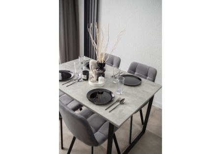 Стол деревянный Лиман 117 х 77 бетон светлый, черный матовый