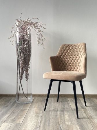 Стул HERMAN 360 градусов, бежевый #5 велюр, черный каркас