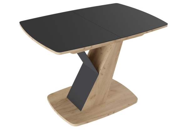 Стол деревянный Гарда Тип 1 дуб крафт золотой, стекло матовое черный графит