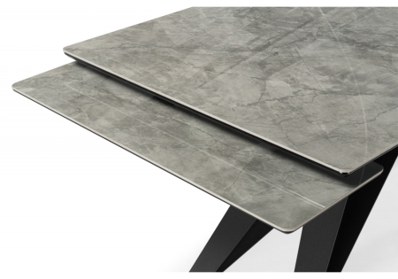 Керамический стол Блэкберн 160(220)х89 серый мрамор baolai, черный