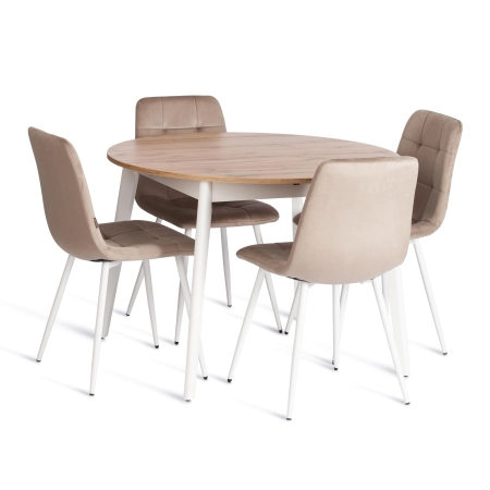 Стул CHILLY бежевый, велюр и металл, мягкое сиденье, без подлокотников