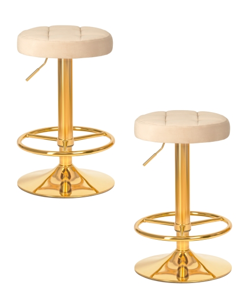 Набор 2 шт Табурет барный BRUNO GOLD, бежевый велюр (MJ9-10)