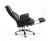 Кресло офисное Парламент черный, сталь и хром, черная экокожа