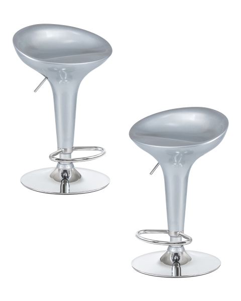 Набор 2 шт Стул барный BOMBA, серебряный металлик