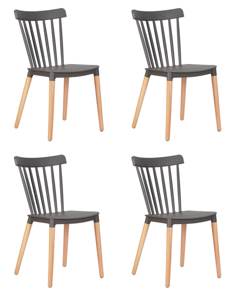 Набор 4 шт Стул обеденный THEO, ножки светлый бук темно-серый (GR-04)
