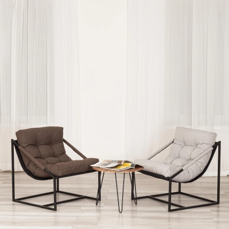 Кресло Charli коричневый, ткань и металл, мягкое сиденье, с подлокотниками