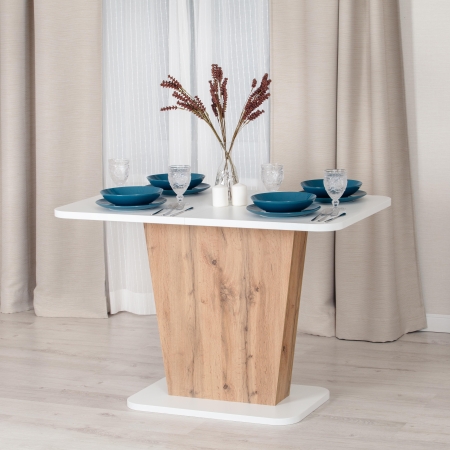 Стол обеденный GENT ЛДСП, 110-145x68,6x75,5 см, дуб вотан, белый