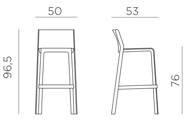 Стул пластиковый барный Nardi Trill Stool тортора