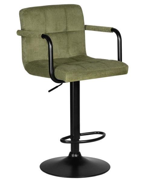 Набор 2 шт Стул барный KRUGER ARM BLACK, зеленый вельвет (LAR-E2041-7)