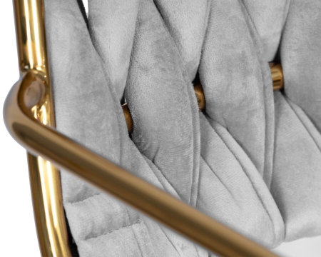 Набор 2 шт Стул барный MILLER GOLD, cветло-серый велюр (135-37)