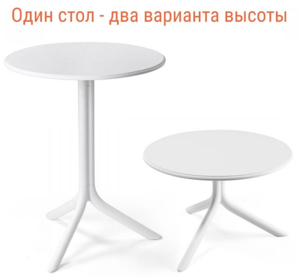 Стол пластиковый обеденный Spritz + Spritz Mini белый