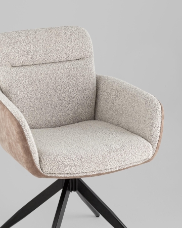 Стул обеденный Waldo светло-серый c бежевой экокожей