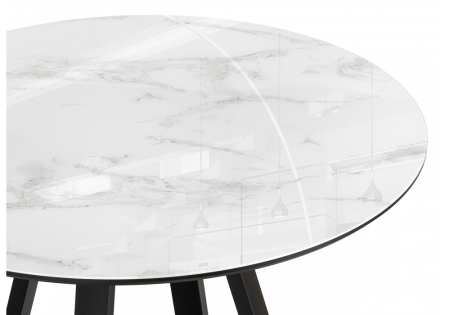 Стеклянный стол Норфолк 100х78 белый мрамор, черный