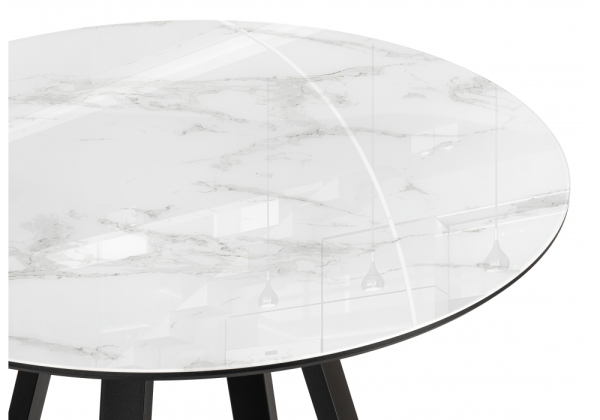 Стеклянный стол Норфолк 100х78 белый мрамор, черный