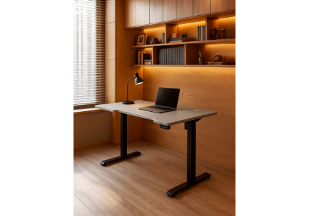 Компьютерный стол Маркос 140х80 светло-серый, черный