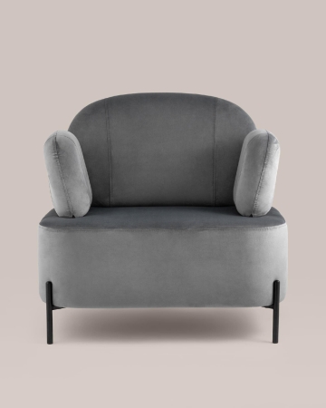 Кресло Кэнди с подлокотниками велюр серый