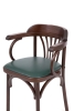 Деревянный стул Венский темный тон с мягким сиденьем из зеленой экокожи