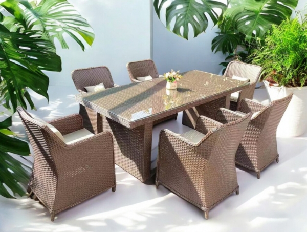 Комплект обеденной плетеной мебели Tagliamento Barcelona коричневый