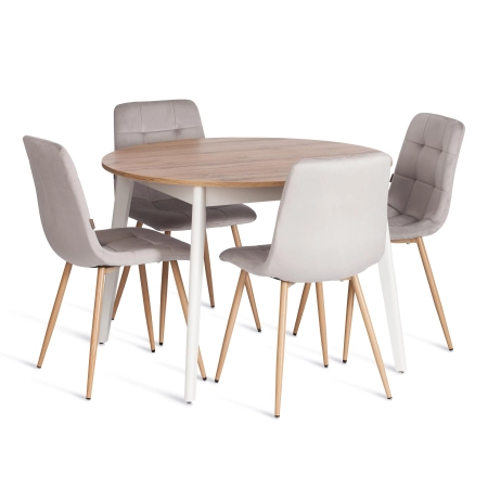 Стул CHILLY светло-серый, велюр и металл, мягкое сиденье, без подлокотников