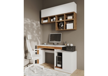 Компьютерный стол Модена белый, дуб вотан