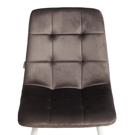 Стул CHILLY темно-серый и серый, велюр и металл, мягкое сиденье, без подлокотников