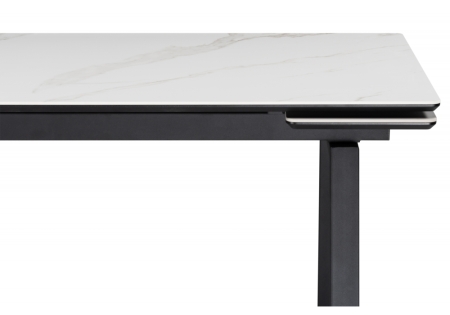 Керамический стол Джек 140(200)х80 белый мрамор, черный