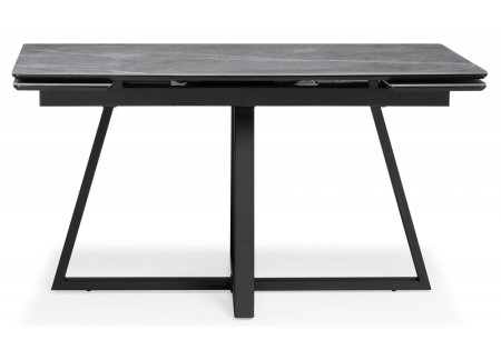 Керамический стол Памелла 140(200)х80 серый мрамор, черный