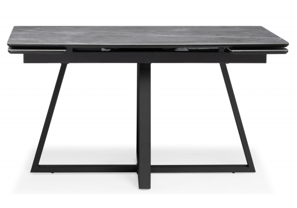 Керамический стол Памелла 140(200)х80 серый мрамор, черный