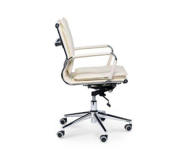 Кресло офисное Харман LB (ivory) хром слоновая кость экокожа