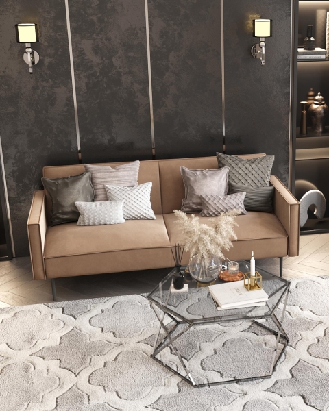 Диван прямой Кассель велюр бежевый