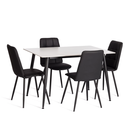 Стул обеденный Asti черный, экокожа и металл, мягкое сиденье, без подлокотников