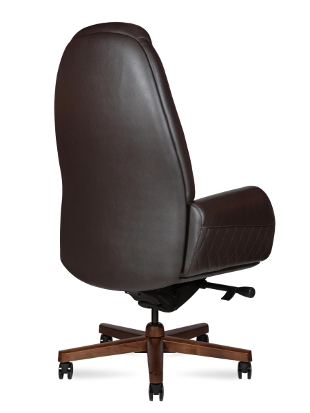Кресло офисное Verdi коричневый, натуральная кожа и дерево и пластик, мягкое сиденье, с подлокотниками