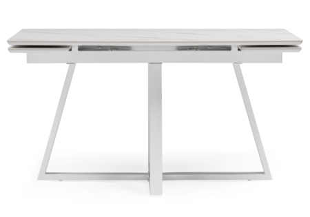 Керамический стол Памелла 140 (200) х 80 белый мрамор alpin white, snow white, белый