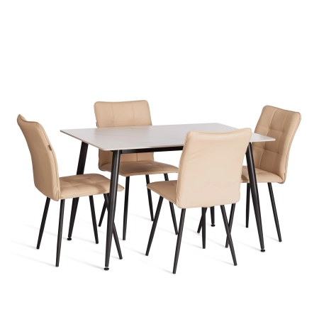 Стул обеденный Bari бежевый, экокожа и металл, мягкое сиденье, без подлокотников