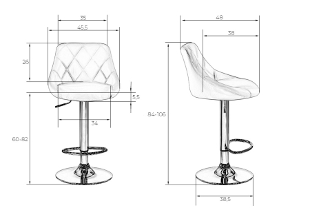Набор 2 шт Стул барный LOGAN, серый