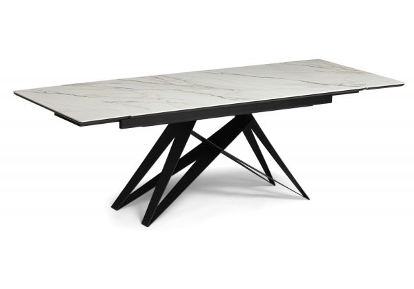 Керамический стол Блэкберн 160(220)х89 белый золотой, черный