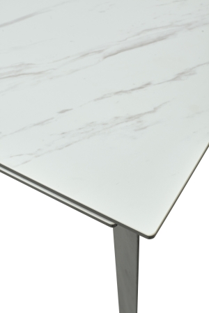 Стол CREMONA 160 KL-99 белый мрамор матовый итальянская керамика, черный каркас