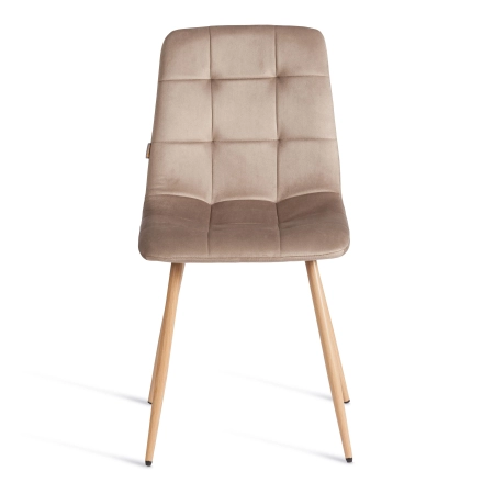 Стул CHILLY бежевый, велюр и металл, мягкое сиденье, без подлокотников