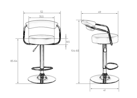 Набор 2 шт Стул барный MARTA, черный