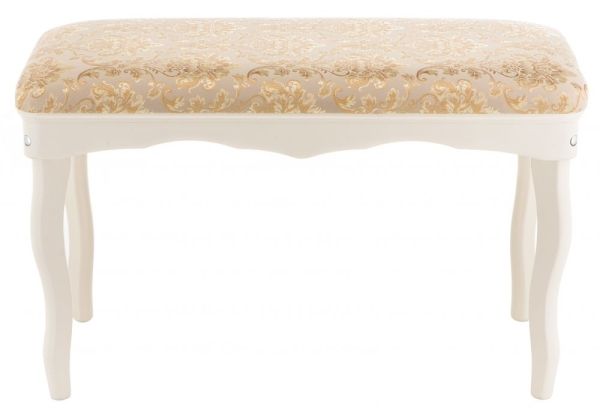 Банкетка Амадео молочная с узором на сиденье